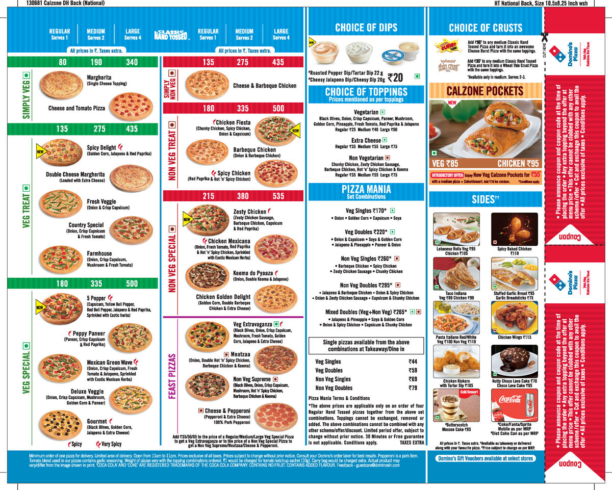 Dominos Menu Price List